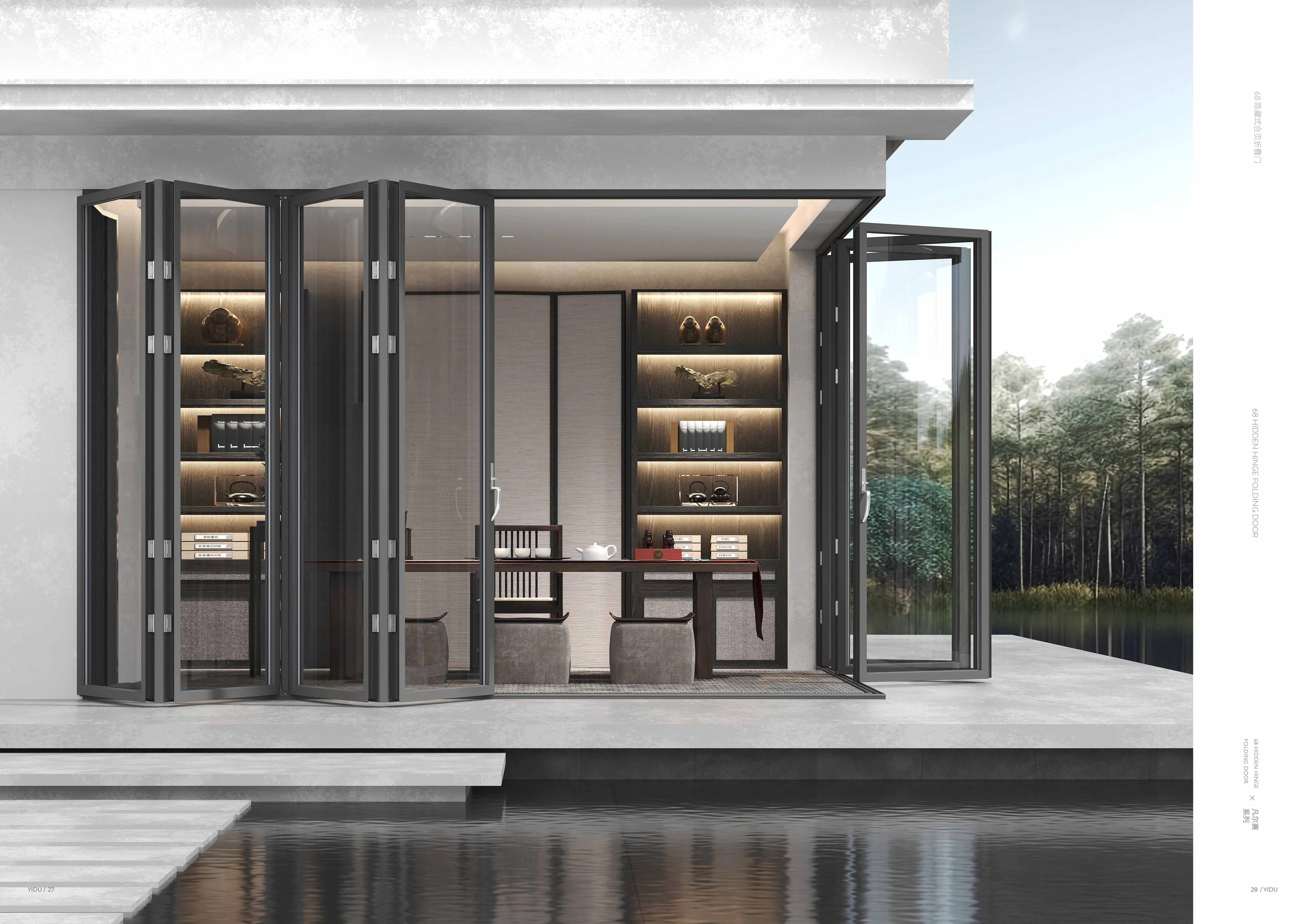 HYZD68 Hidden Hinge Folding Door